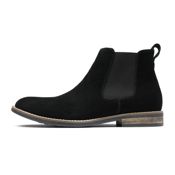 Men's Plain-Toe Suede Chelsea Boots - BLACK - 2